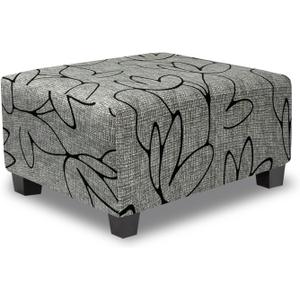 Ottoman Cover Rectangle Printed, Stretch Slipcover for Rectangular Footstool, Soft Fabric with Non-Slip Elastic Bottom, Decorative Furniture Protector for Living Room, Large, Lotus (Length: 35-46", Width: 24-28", Height: 15-18")