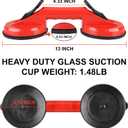 Olympia Tools Glass Suction Cups Heavy Duty Plastic Vacuum Plate Handle Glass Holder Hooks to Lift Large Glass/Tile Suction Cup Lifter/Moving Glass/Pad for Lifting/Dent Puller (2 Pack)
