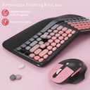 Ergonomic Wireless Keyboard and Mouse, Mechanical Gaming Set with Wrist Rest & OTG & Brush Ideal for Windows PC, Home, Office and College Black Pink