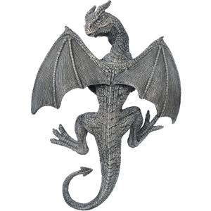Dragon Winged Gargoyle Fence Hanger Outdoor Wall Decor- Detailed Fence Topper Hanging Statue- Gothic Climbing Grotesque Dragon for Garden, Patio, Porch (14 Inch)