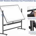 Large 72x40 Inch Mobile Whiteboard, Double-Sided Magnetic Dry Erase Board on 360-Degree Rolling Stand, Height-Adjustable, Reversible for Office, Classroom & Home Use