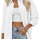 siliteelon Womens Button Down Shirts Solid Dress Shirts Long Sleeve Flowy Collared Work Office Business Blouses Chiffon Tops (White, S)
