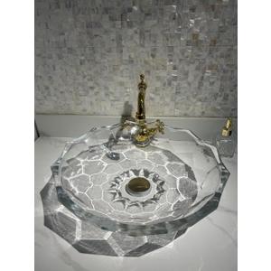 Transparent Glass Vessel Sink In washbasin sink | Vanity Countertop Sink with Pop Up Drain | FW-LA706