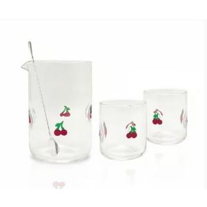 4 pc Anthropologie dupe cherry Glasses set - Cocktail mixing set