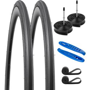 2-PCS 700C Road Bike Tires 700x23C/23-622 Compatible with 700x21C 700x22C 700x23C 700x24C 700x25C Bike Bicycle Tires(Y-914) (Black Bike Tires and Tubes)