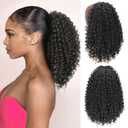 Ponytail For Black Women Drawstring Ponytail Curly Hair Short Ponytail Extension Pony tails Drawstring Hair Pieces Human Hair Feeling For Daily Use (#1B)
