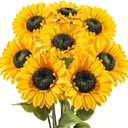 8 PCS 5.9" W x 24.8" H Large Sunflowers Artificial Flowers with Long Stems Silk Fake Big Sunflowers Bouquet Faux Sunflower Arrangement for Home Vase Table Wedding Garden DIY Fall Decor