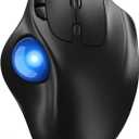 Ergonomic Wireless Trackball Mouse, 3 Device Connection (Bluetooth or 2.4G USB Receiver) Bluetooth Quiet Computer Mouse, 2*AAA Battery Thumb Laptop Mice with 5 Level DPI for PC/Laptop/Mac/Windows Blue