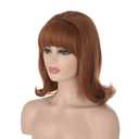 70s Pinup Pelucas 60s Beehive Style Vintage Look Halloween Costume Women Wig wtih Bang (Ginger)
