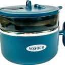 Yosogo 2 Tier 304 Stainless Steel Microwave Ramen/Noodle Bowl With Lid. Lunch Box Set. Cook Ramen In Minutes, Dishwasher Safe. With Fock/Spoon. (Blue)