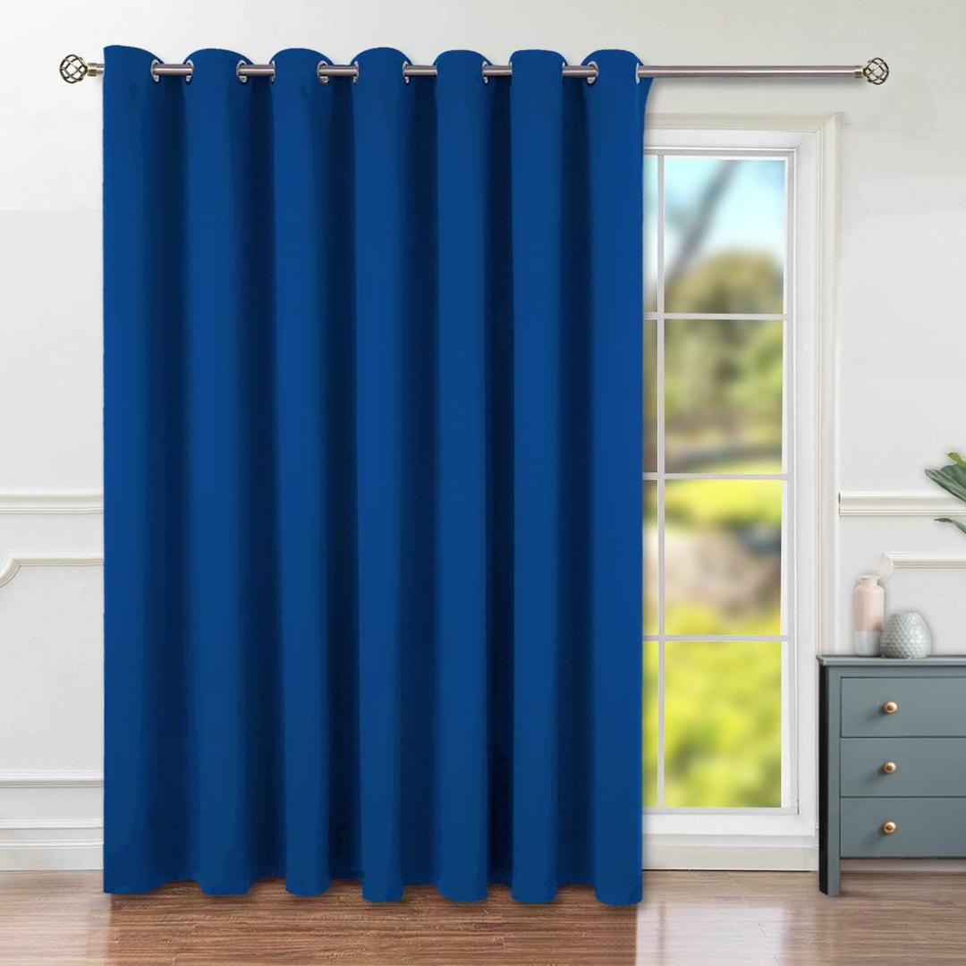 BGment Royal Blue Sliding Door Curtain 96 Inch Long - Wide Room Darkening Room Divider Curtain for Bedroom Privacy Themral Insulated Grommet Room Separator Drape, 1 Panel, 100 X 96