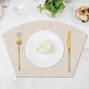 Homaxy Round Table Placemats Set of 6, Washable Wedge Shaped Faux Leather Table Mats, Wipeable Kitchen Dinner Place Mats for Indoor Outdoor, Beige