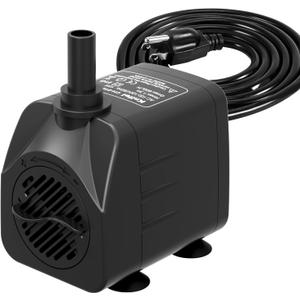 200GPH Submersible Water Pump(750L/H,16W),Ultra Quiet Fountain Pump with 5.2ft. High Lift,Pond Pump for Fish Tank, Pond, Aquarium, Statuary, Hydroponics.
