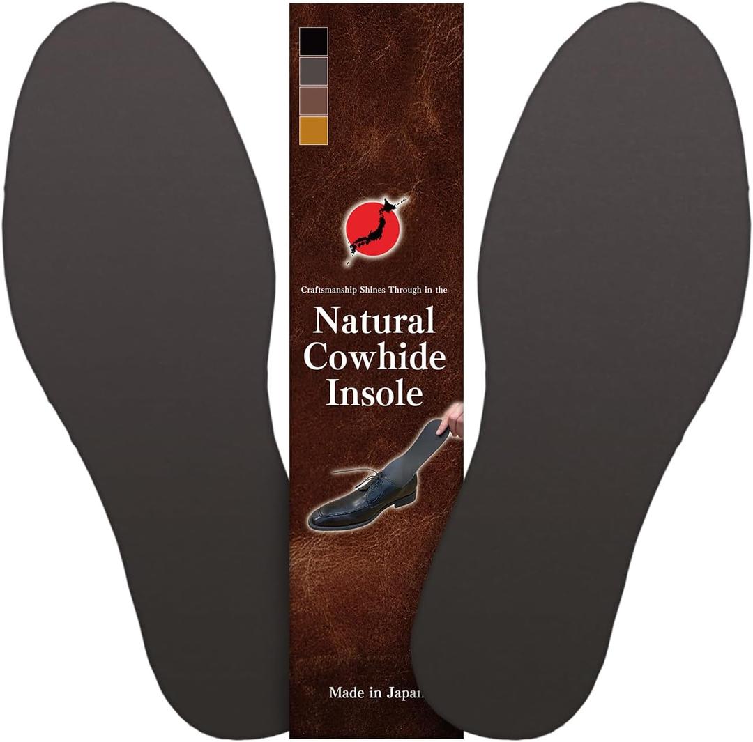Cowhide Leather Insoles, Deodorizing, Flat Shoe Sole Inserts for Sneakers & Leather Shoes,Thick Genuine, Unisex, Free-Cut (9.8–12.2 Inches) (Tobacco Brown)