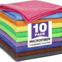 TEAWOO 10 Colors Microfiber Cleaning Cloths, 10 Pack Assorted Cleaning Rags, Highly Absorbent Microfiber Towels for Car, Kitchen, Bathroom and Household Cleaning, 11.8" x 11.8"