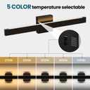 LED Modern Vanity Light: 24 Inch 5CCT Matte Black Bathroom Wall Lighting Fixtures Over Mirror 20W Dimmable Vanity Lights Bar for Restroom Bedroom