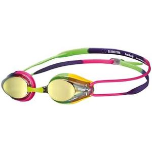 ARENA Tracks Unisex Junior Youth Essential Racing Swim Goggles Kids Swimmers Young Racers 6-12 Anti-Fog Coated Mirror Lens, Violet/Fuchsia/Green
