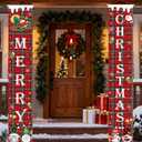 Christmas Door Banner Set 12x71 inch Holiday Porch Signs Red and Green Gnome Design Outdoor Indoor Hanging Decorations (Red 3)