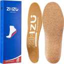 Cork Insoles for Arch Support – ZHZU Orthotic Shoe Insole for Plantar Fasciitis, Flat Feet, Running, Work Boots Breathable Trim-to-Fit Cork Shoe Inserts for Standing All Day/Yellow(Men8-10/Women9-11)
