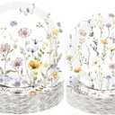 Pickmesh 60 Pcs Wildflower Paper Plates 9 in and 7 in Disposable Floral Dinner Plates Watercolor Spring Flower Dessert Party Dinnerware for Tea Party Birthday Baby Shower Bridal Shower(Fresh)