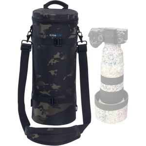 ZZQ&CCF Camera Lens Pouch Case for Sony FE 400-800mm f/6.3-8 G OSS Super-Telephoto Zoom Lens, Water Resistant Lens Travel Protective Bag with Shoulder Strap, Shockproof Interior # Black Camo