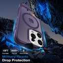 RMOCR for iPhone 15 Pro Case with Screen Protector+Lanyard Wrist Strap,Magnetic Translucent Matte Rugged Slim Phone Cover Built in Invisible Kickstand [Fit for MagSafe],Purple