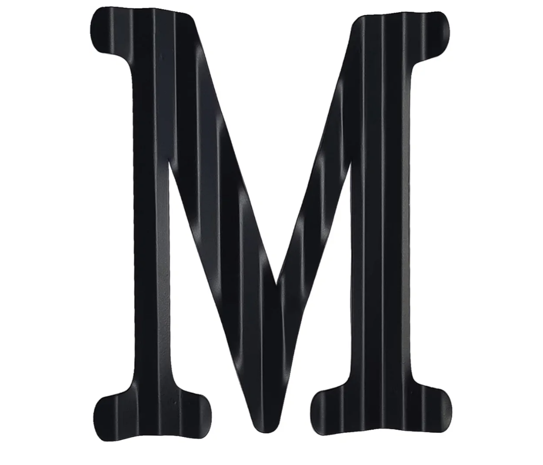 13.7" Metal Letters for Wall Decor, Corrugated Black Large 3D Letters, Decorative Farmhouse Hanging Alphabet Signs for Home Bedroom Office Wedding Party (M)