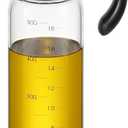 Vucchini Large Olive Oil Dispenser Bottle 17 oz - Auto Flip Condiment Container - Leakproof Vinegar Dispenser Glass Cruet Stainless Steel