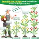117 PCS Garden Stakes, Fiberglass Tomato Stakes, Garden Sticks | 35 Sets DIY 4ft, 5ft, 6ft, 7ft Plant Stakes with Accessories, Plant Sticks Supports for Indoor Outdoor Plants, Vegetables