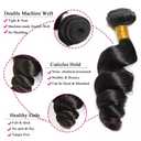#1B Human Hair Bundles Loose Wave Bundles 22 22 22 Inch Unprocessed Brazilian Virgin Hair Weave 3 Bundles Natural Black Loose Deep Wave Bundles Human Hair Extensions 50 Grams Per Bundle
