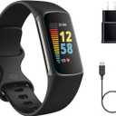 Fitbit Charge 5 Advanced Fitness Tracker with GPS, Heart Rate, Sleep & Health Tracker - Power Bundle with Adapter (Graphite Stainless Steel)