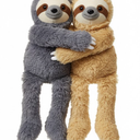 Queekay 2 Packs Sloth Stuffed Animal Hanging 18 Inch Three Toed Sloth Plush Toy with Hook and Loop Hands for Teens Adults Gifts Decors(Dark Brown)