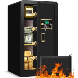 6.2 Cub Extra Large Home Safes Water and Fireproof, Fire proof Safes for Home Use, Digital Personal Safe With Hidden Compartment, Document Bag and Separate Lock Box (27.56"H x 16.93"W x 14.17"D)