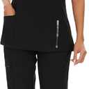 COZYFIT Scrubs for Women Set - Stretch V-Neck Scrub Top & Jogger Pant with 8 Pockets (X-Small, Black)