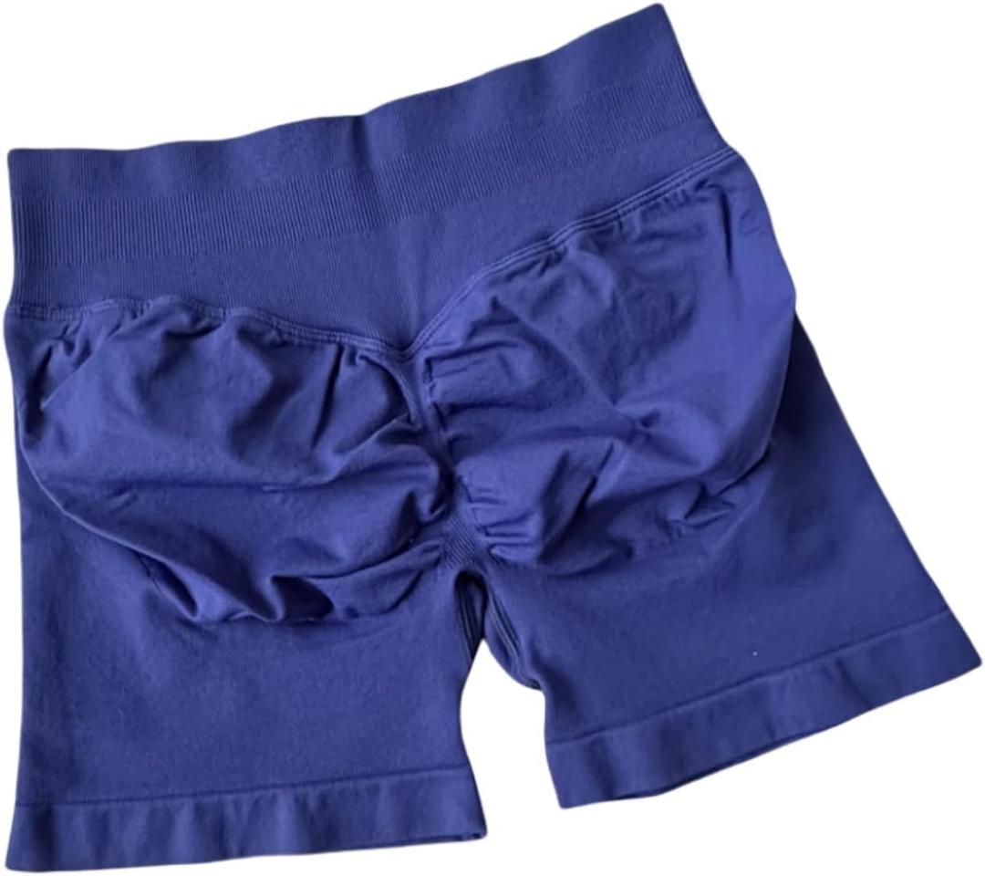Womens Yoga Athletic Shorts High Waisted Tummy Control Sheath Pants Workout Athletic Gym Running Shorts (Large, Dark Blue)