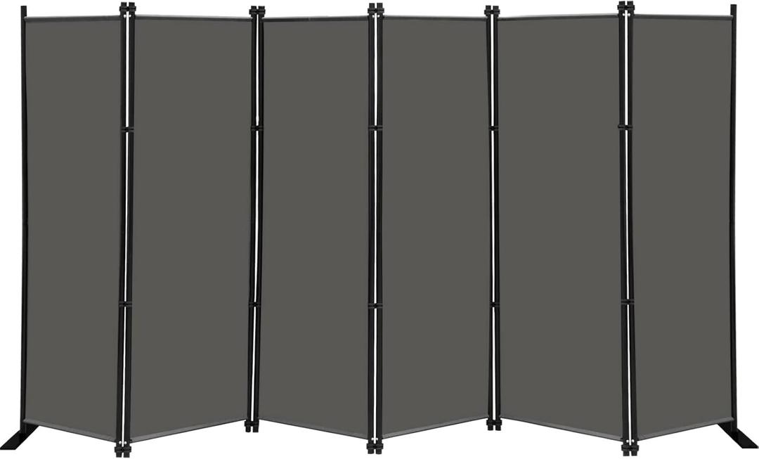 MAYOLIAH 6 Panel Folding Privacy Screen 9ft Wide, 6ft Tall Partition Room Divider Portable Office Walls Dividers Room Separator, Grey