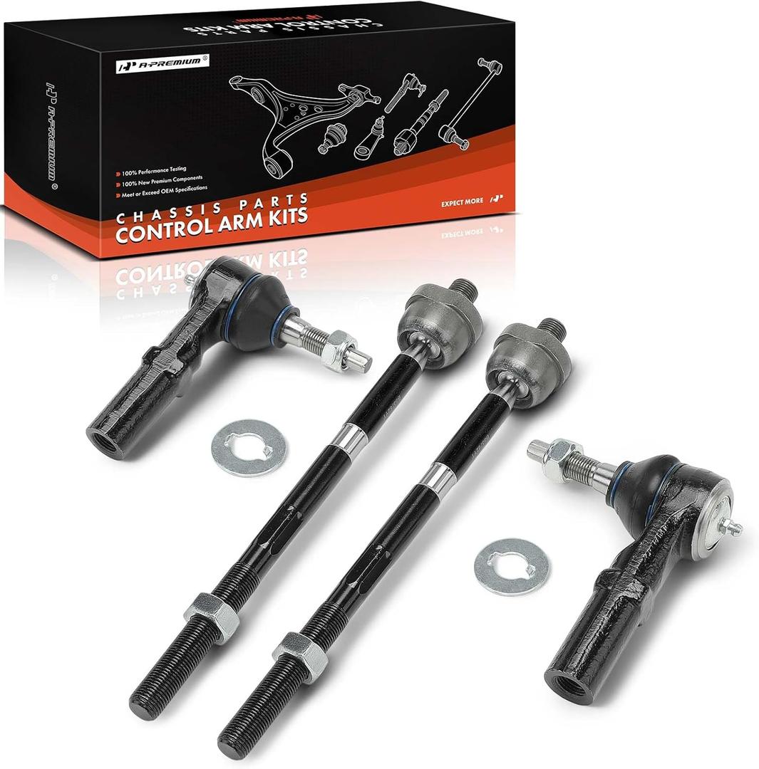 A-Premium Set of 4, Front Inner Outer Tie Rod End Kit, Compatible with Jeep WK Series Grand Cherokee 2005-2010, XK Series Commander 2008-2010