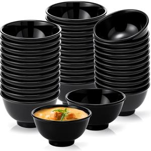Tioncy 36 Pcs Bowls Set Unbreakable Dessert Soup Salad Bowls for Pasta Cereal Soup Dishwasher Safe (6 oz,Black)