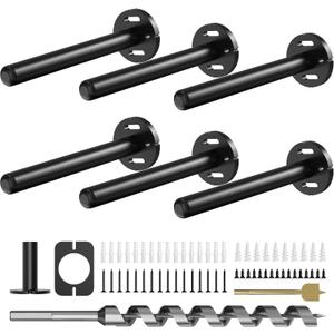 6pcs Wall Shelf Brackets Heavy Duty Floating Shelf Bracket Hidden,Invisible Black Shelving Brackets Decorative Floating Shelf Hardware Heavy Duty,Metal Shelf Support Bracket, 6 inch