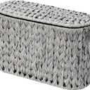 Storage Basket with Lid and Handle, Durable Toilet Paper Holder, Waterproof Bathroom Organizers and Storage, Wicker Basket for Bathroom Storage, Grey