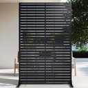 72" H Metal Outdoor Privacy Screen Freestanding Rustproof Louvered Fence Panel for Patio, Garden, Balcony, AC Unit Cover, Trash Can, Modern Decorative Divider