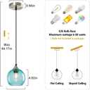 Light Blue Glass Pendant Lights Kitchen Island Globe Pendant Light Fixtures Modern Pendant Lighting for Bedroom Living Dining Room Light Fixture (5.9 in, 3 Pack)