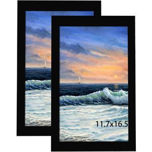 LUCKYLIFE A3 11.7x16.5 Picture Frame Black for Wall Mounting Horizontal and Vertical, 11.7 x 16.5 Wall Gallery Poster Photo Frame, 2 Pack