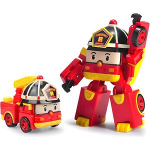 Robocar Poli 4" Transforming Robot - Fire Truck Roy, STEM-Inspired Rescue Robot Figure | Role Play Toy Gift for Toddlers & Preschool Kids Ages 1 2 3 4 5 6