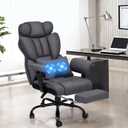 Executive Office Chair Big and Tall with Massage Lumbar Support 450lbs Reclining Office Chair with Footrest Heavy Duty Desk Chair High Back Ergonomic Fabric Chair for Heavy People Dark Gray