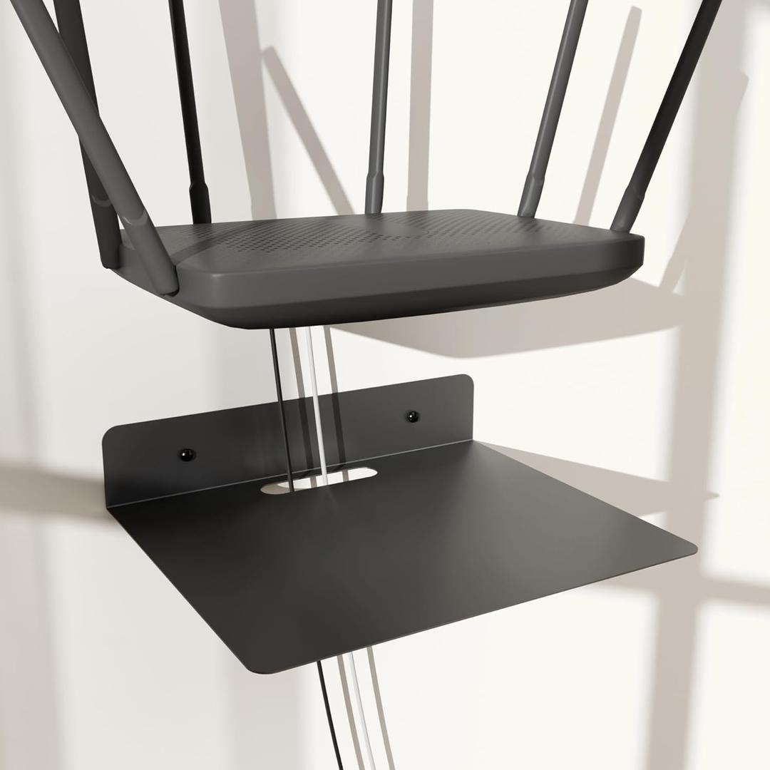 Floating Metal Wall Mount Shelf,Shelf for Projector,TV Cable Box,Router,Speaker,Sound Bar,Camera,Gaming,Decor Display (Black, 10.2" x 8.7")