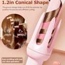 Auto Hair Curler, Automatic Curling Iron with 4 Temperature & 3 Timer, Automatic Shut-Off, Anti-Scald, Anti-Tangle Rotating Curling Wand for Hair Styling, Pink