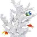 kathson Artificial Coral Ornament Resin Coral Decor for Fish Tank Underwater Sea Plants Decorations Aquarium Landscape (White)