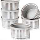 NUTRIUPS 6oz Ceramic Ramekins Set of 6, Vintage Souffle Dishes - Oven Safe Small Baking Bowls for Pudding, Creme Brulee & Custard (Vintage Gray, 6 OZ)