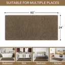 LOCHAS Luxury Bathroom Rug Shaggy Bath Mat 24 x 60 Inch, Washable Non Slip Bath Rugs for Bathroom Shower, Soft Plush Chenille Absorbent Carpets Mats, Tan